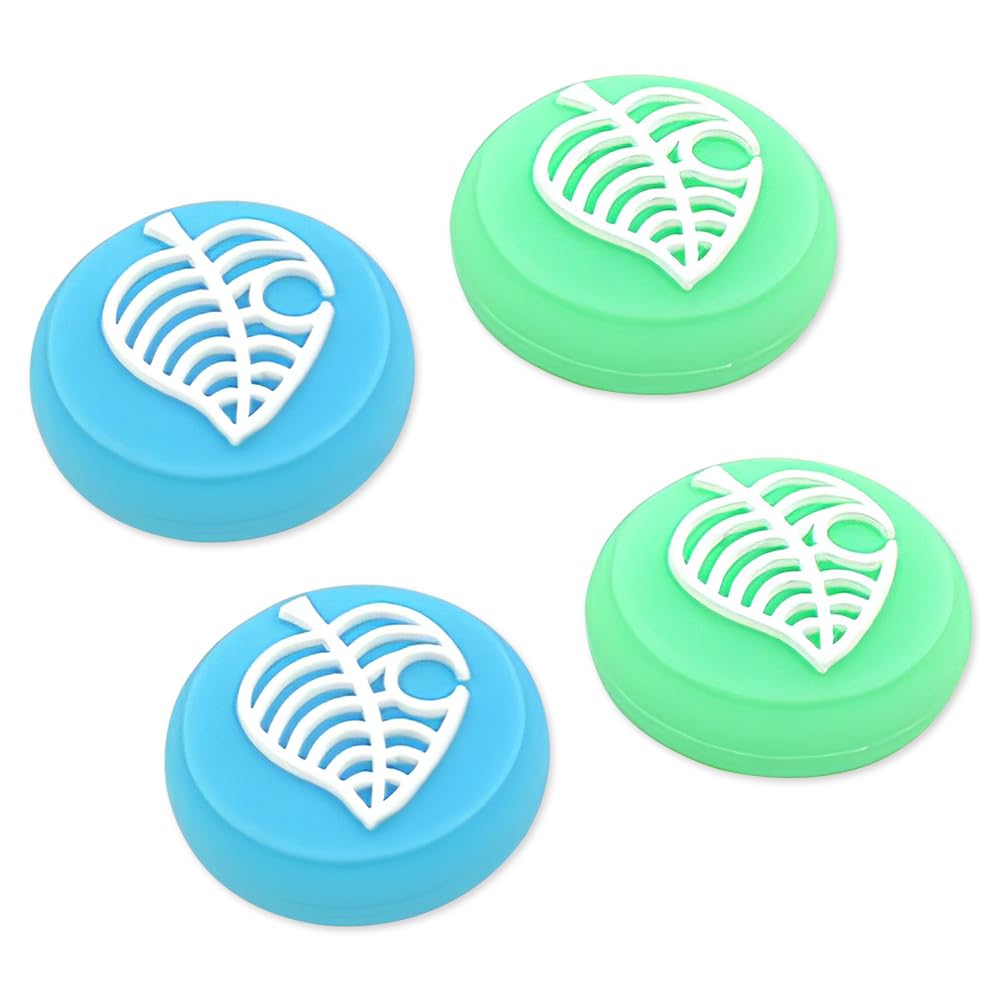 PERFECTSIGHT Switch Joycon Thumb Grip Caps, Kawaii Soft Silicone Joystick Cover for Switch OLED/Lite, Thumbstick Analog Stick Grips Button Covers, Leaf