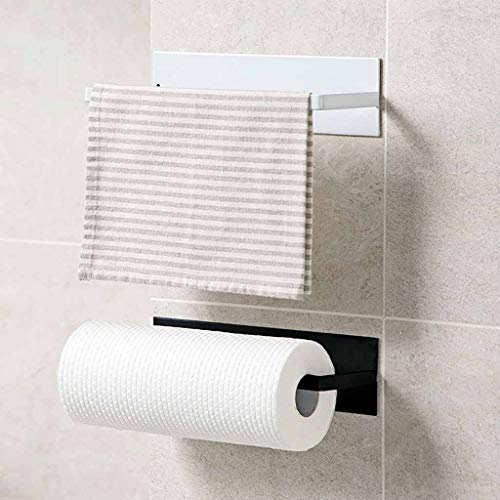 Nesee Accessories Shelf Under Cabinet Paper Roll Rack Towel Holder Tissue Hanger for Bathroom Kitchen Stick on Wall Stainless Steel Brushed - Thumbnail 4