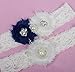 Sunshinesmile Wedding Bridal Lace Garter Set with Rhinestone blue