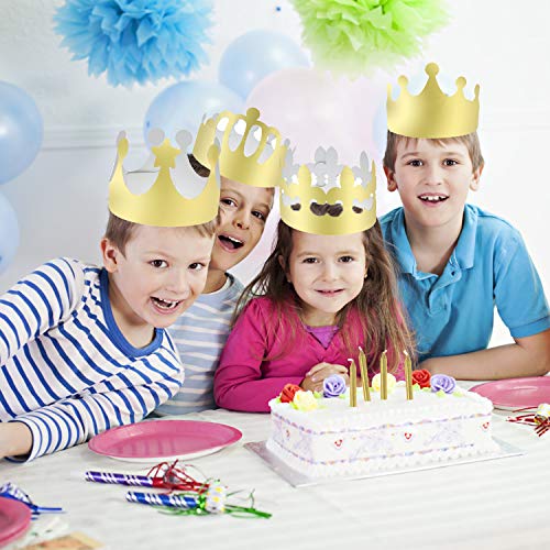 LOCOLO 24 Pieces Paper Crowns for Kids Adults Golden Party King Crown Hats for Party and Celebration