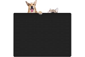ULTIBE 32" x 24" Large Pet Food Mat, Silicone Dog Mats for Food and Water, Nonslip Pet Feeding Mats for Floors,Dog Cat Bowl Mat with Raised Edges, Black