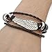 INBLUE Men's Alloy Genuine Leather Bracelet Bangle Brown Black Angel Wing Surfer Wrap Tribal Adjustable