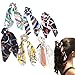 Hair Scarf Silk Scrunchies Ponytail - Unique Hair Ties Designs to match Different Outfits – Satin Silk Hair Bands for Women Teen Tween Hair Scarves Ties (6 pcs Chains Print)