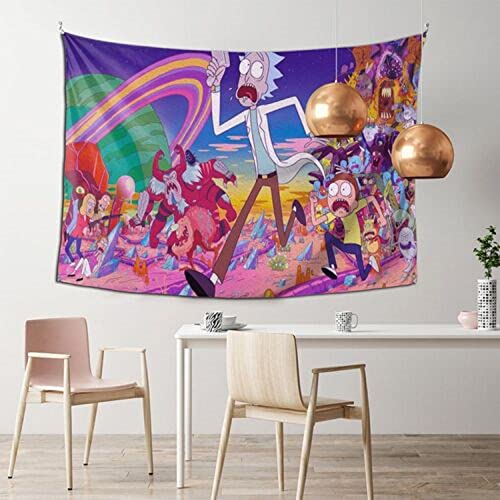 ZHENKEAI Funny Cartoon Tapestry Psychedelic Anime Starry Tapestry Boy Gift Party Dormitory Living Room Bedroom Art Wall Hanging (Colorful Anime2)