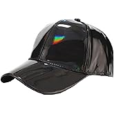 CORIRESHA Unisex Shiny Metallic Leather Baseball Cap Adjustable Rainbow Reflective Hip Hop Hat
