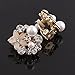 Grace Jun Bridal Multicolor Rhinestone Crystal Gold Plated Clip On Earrings Without Piercing 8 Colors Choose (186white)
