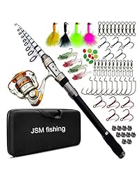 JSHANMEI   Juego de caña de pescar con carrete y caña de pescar con carrete combinado, para pesca de agua salada y agua dulce