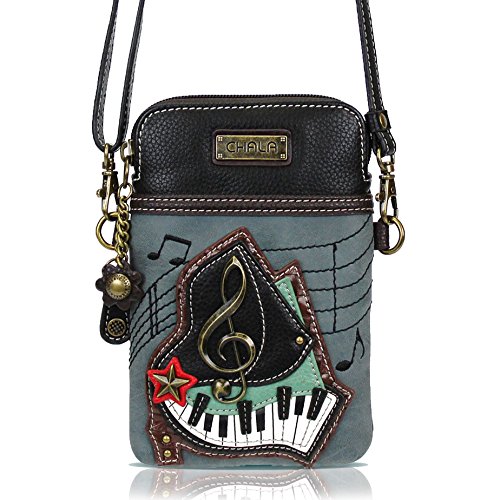 Chala Crossbody Cell Phone Purse, PU Leather Multicolor Handbag with Adjustable Strap - Piano Keys - Indigo