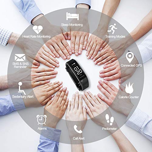 Fitness Tracker, Activity Tracker Watch Heart Rate Monitor, IP67 Waterproof Smart Wristband, Pedometer Watch for Android and iOS Smartphone
