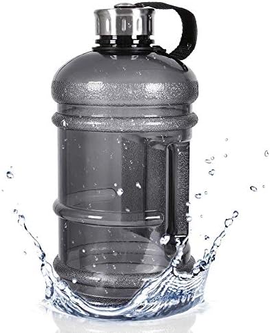 Misswonder 2.2L Large Sport Water Bottle BPA Free Plastic Big Capacity Leakproof Water Jug Container with Carrying Loop Fitness for Camping Training Bicycle Hiking Gym Outdoor Sports, Black