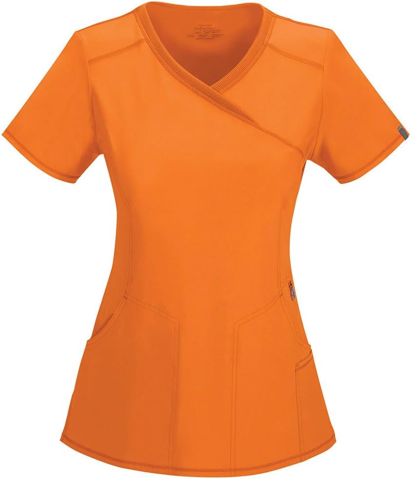 CHEROKEE Women's Infinity Mock Wrap Top, Orangeade, XX-Large