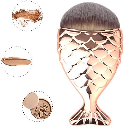 MEYSHAR Rose Gold Makeup Brushes Fish Body Cosmetic Powder Blush with Plastic Case