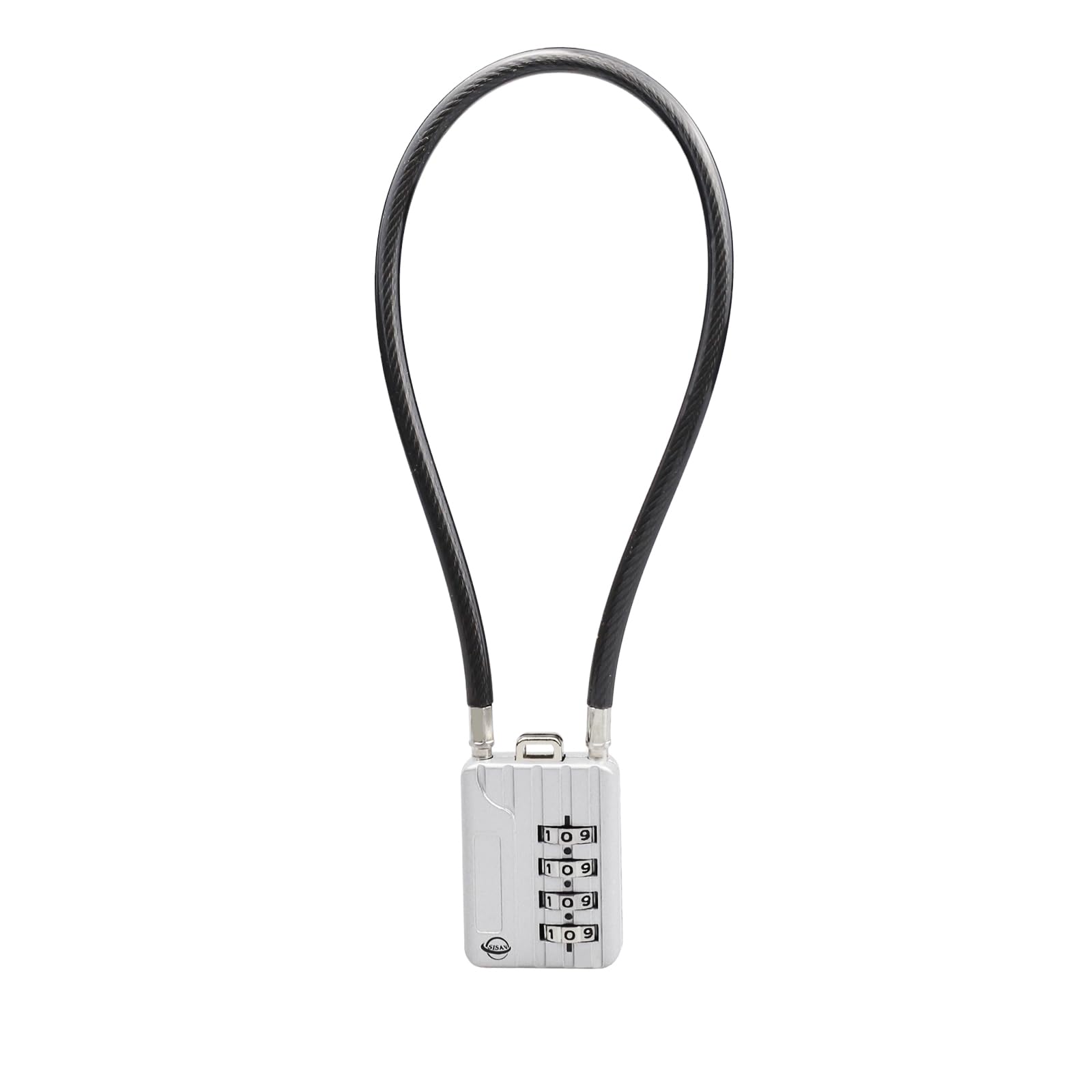 SISAV 30CM/12in Long Cable Locks Cable 4-Digit Combination Lock Re-settable Combination Security Cable Lock Luggage Suitcase Gun Helmet Cable 5mm Diameter Silver