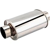 Drynochet 3" Resonator 304 Stainless Steel Muffler w | Universal Fit Exhaust | Ultra Quiet Drone Eliminator | Straight-Through Design | 2.5/3" Inlet/Outlet