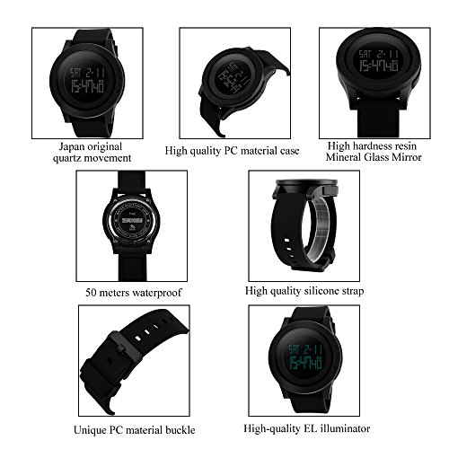 image for JOYSAE Men's Sports Watches,Fashion Wristwatch Multifunction Large Fac