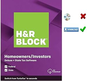 HR Block Deluxe 2019 Tax Software HOMEOWNERS/INVESTORS | 5 Fed E-File + State| [PC/MAC D0WNL0AD+CODE ONLY: Not CD]