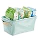mDesign Baby Nursery Organizer Storage Bin for Towels, Books, Diapers, Wipes - Vegan Patent Leather, Mint/Gold