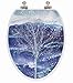 TOPSEAT 3D Vario Scenario Elongated Toilet Seat w/ Chromed Metal Hinges, Wood, Seasons, Elongated, White