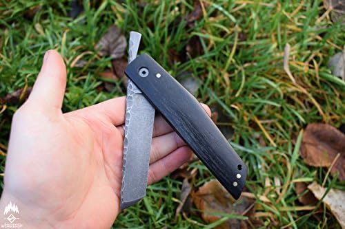 Friction folder "“Kwaiken” Oak carbon lit Hand Made custom bushcraft pocket Knife best gift for him hand forged handcrafted