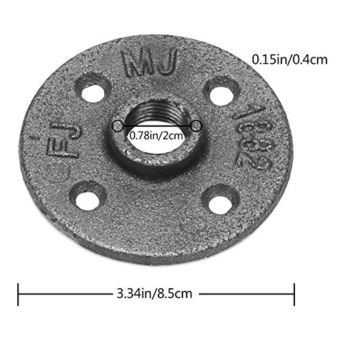 16 Pack Floor Flange Iron Pipe Floor Threaded Pipe Fitting with Threaded Hole for Industrial Pipe, Furniture and DIY Decoratio (1/2 inch)