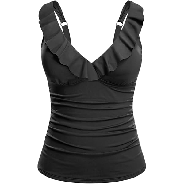 Holipick Swimsuit Holipick Women's Tankini Swim Top - Blouson Style Bathing Suit Top Only No Bottom Women's Swimwear Top Only Tankini