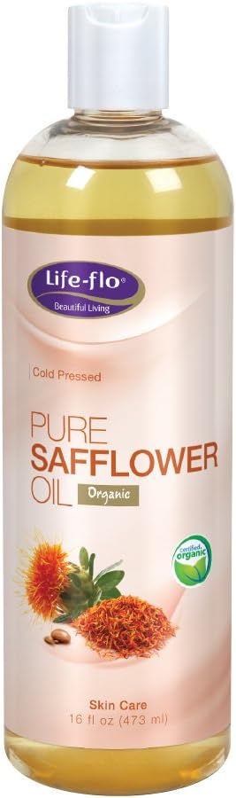 Life-Flo Pure Safflower Oil | Certified Organic, Cold Pressed, Food Grade & Hexane Free | For Skin & Hair, Aromatherapy, Massage Therapy | 16 fl. Oz
