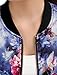 Allegra K Women's Stand Collar Zip Up Floral Print Bomber Jacket Large Blue