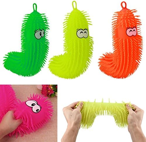 Hand Training Toys,Sefter Flashing Caterpillar Squeezable Stress Squishy Toy Stress Relief Ball For Fun (Random color)