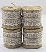 Set of 4 Natural Jute Burlap Rolls Ribbon with Lace 2.3