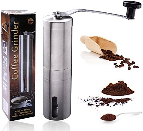 Nicecho Portable Manual Coffee Grinder for Office, Home, Travel | Conical Burr Mill for Precision Brewing | Stainless Steel