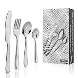 Silverware Flatware Cutlery Set, Stainless Steel Utensils Service for 2, Include Knife/Fork/Spoon, Mirror Polished, Dishwasher Safe(8 Pieces)