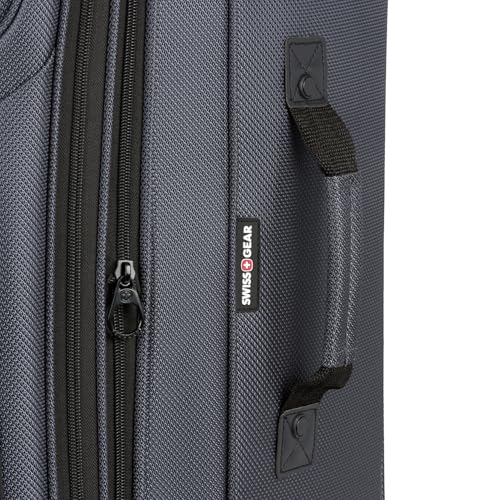 SWISSGEAR SION SOFTSIDE EXPANDABLE SPINNER LUGGAGE DURABLE LIGHTWEIGHT TRAVEL SUITCASE, DARK GREY, CHECKED-LARGE 29-INCH