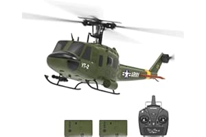 OYDL YU Xiang F07 Bell UH-1 Huey RC Helicopter for Adults, 1/34 2.4G 6CH Brushless Direct-Drive 3D/6G Flybarless Advanced RTF RC Helicopter with Optical Flow Positioning - 2PCS Battery