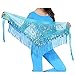 MUNAFIE Belly Dancing Belt Colorful Waist Chain Belly Dance Hip Scarf Belt Triangle Skirt (Light Blue)