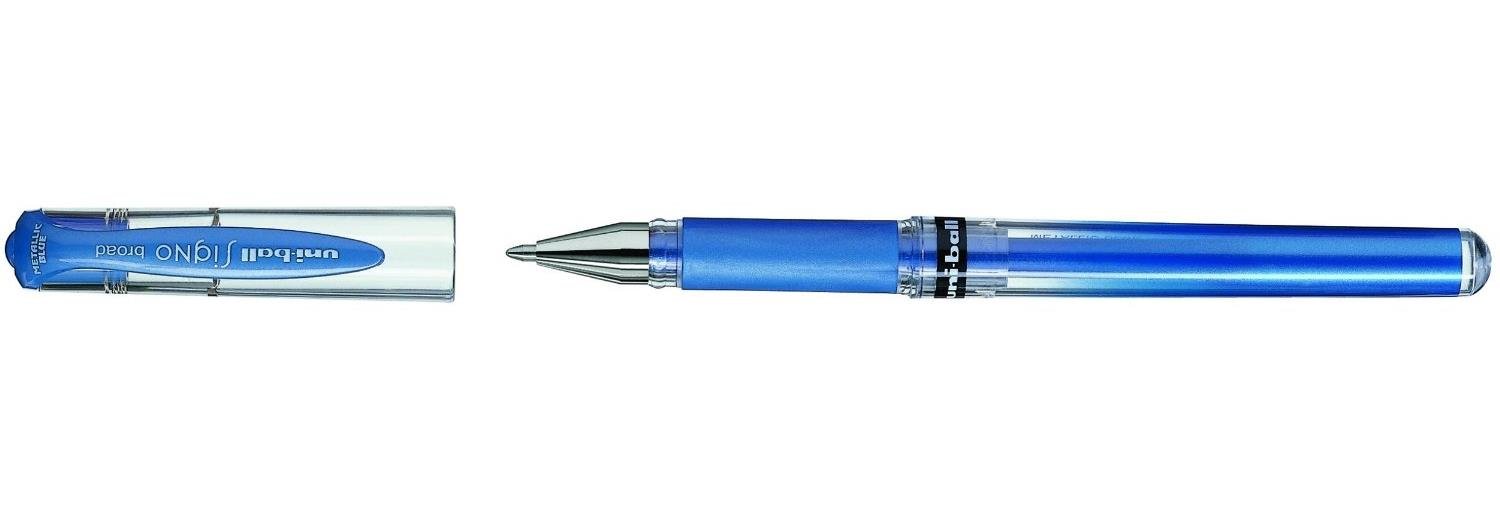Mitsubishi – Gel Roller Pen Signo UM-153 Broad 153, broad, 1 mm, blau blau/metallic