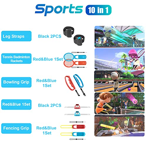 2022 Switch Sports Accessories Bundle, 10 in 1 Switch Sports Bundle for