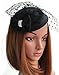 Coolwife Fascinator Hats Pillbox Hat British Bowler Hat Flower Veil Wedding Hat Tea Party Hat (E Black)