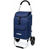 UTROLLEY Ultra-Lightweight Blue Foldable Shopping Cart for Groceries Large 42L Capacity Rubber Wheels, Removable Insulated Bag Liner, Durable Aluminum Frame, Multi-Function Personal Hand Truck