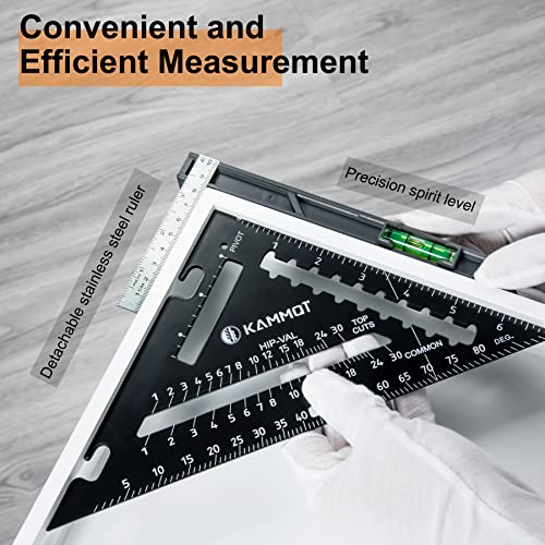 kammqi Carpenter Squares 7 Inch Rafter Square with Level Triangle