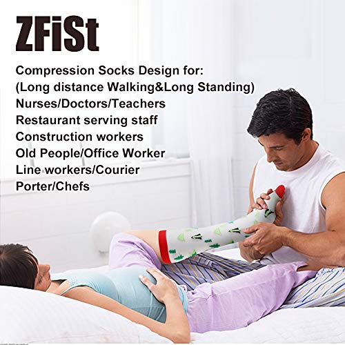 ZFiSt Compression Socks Women Men Nurse, 2/3/4Pair 20-30 mmHg Sport Running Compression Socks for Edema Diabetic Varicose Veins Flight Pregnancy (4Color4, Small/Medium)