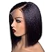 Glueless Kinky Straight Bob Wigs Human Hair with Baby Hair Pre plucked HD Lace Frontal Yaki Straight Lace Front Wigs for Black Women 150% 14 Inch Middle Parting