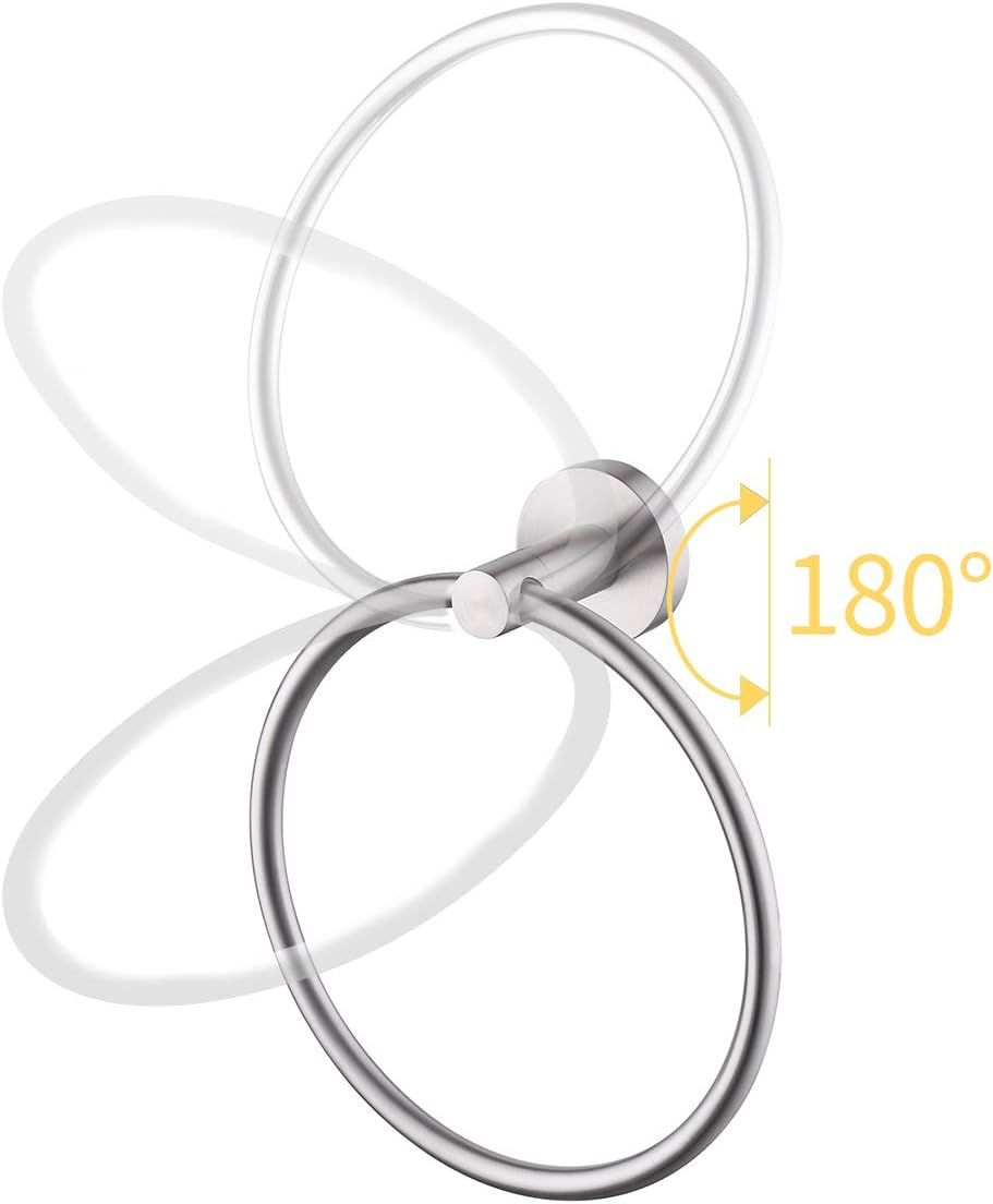KES Bath Towel Holder Hand Towel Ring Hanging Towel Hanger Bathroom Accessories Contemporary Hotel Round Style Wall Mount SUS 304 Stainless Steel Brushed Finish, A2180DG-2 - - 