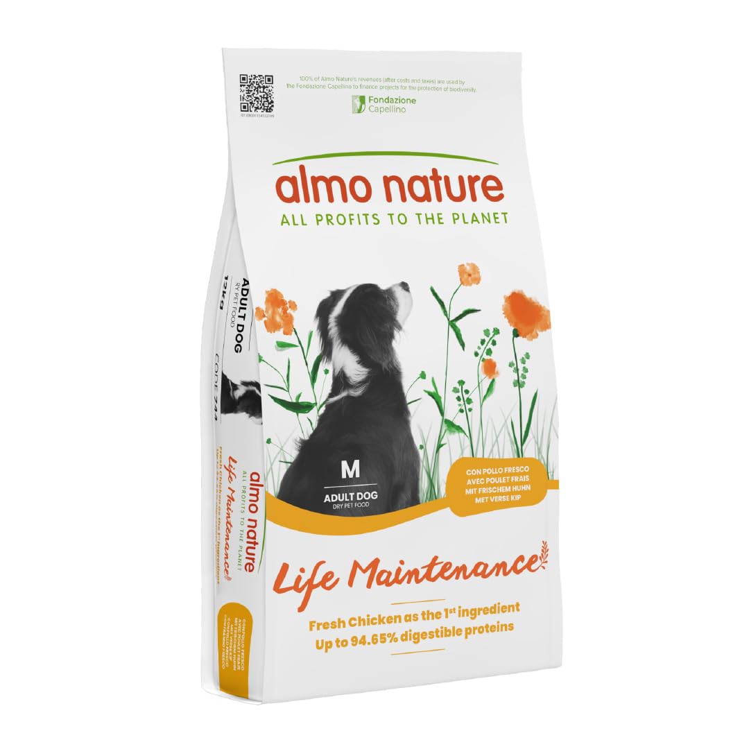 Almo Nature Life Maintenance Dry Dog Food M Chicken 12 kg – Complete Kibble for Adult Medium Breed Dogs
