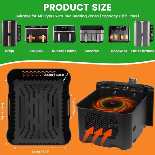 Silicone Mould Hot Air Fryer Accessories for Ninja Double Stack XL 9.5L Air Fryer SL400EU SL400EUCP, Pack of 2 Airfryer Silicone Insert for Ninja Foodi MAX Dual Zone SL400EU/COSORI 8.5L, 27 Items