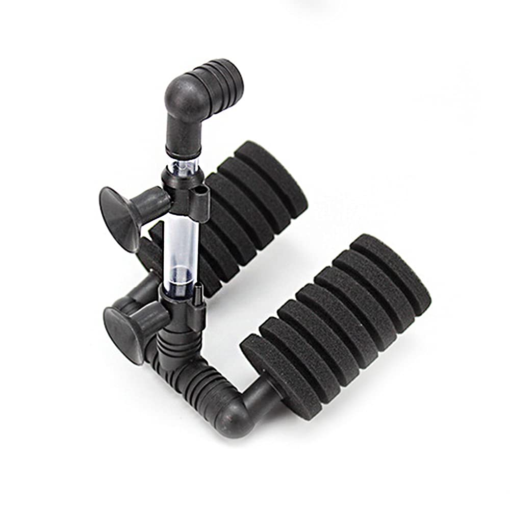 ANCLLO Aquarium Double Sponge Filter Super Biochemical Filter Sponges for Aquarium Fish Tank Up to 200L Aquarium Filter with Media Container for Fish Tank Oxygen Increasing and Cycle (Filter)
