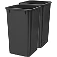 Rev-A-Shelf Polymer Replacement 27 Quart Trash Bin Recycle Waste Garbage Container for Kitchen Cabinet Pullouts, Black, 2 Pack, RV-1024-18-2