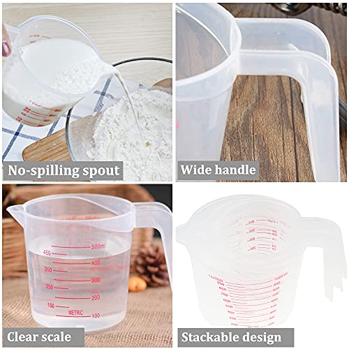 3 Pack Plastic Measuring Cup Sets,Stackable Clear Heatresistant Cup