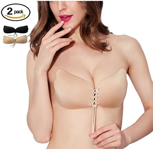 HONGZHESHEN Women Strapless Bra Self Adhesive Invisible Silicone Reusable Push Up Bra (bra size DDD)