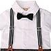 ZOEREA Baby Boy Outfits Set, 3pcs Long Sleeves Gentleman Jumpsuit & Vest Coat & Berets Hat with Bow Tie (Grey, Label 80)