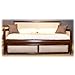 Grandover Wood Daybed with Cream Upholstered Panels and Roll Out Trundle Drawer, Espresso Finish, Twin